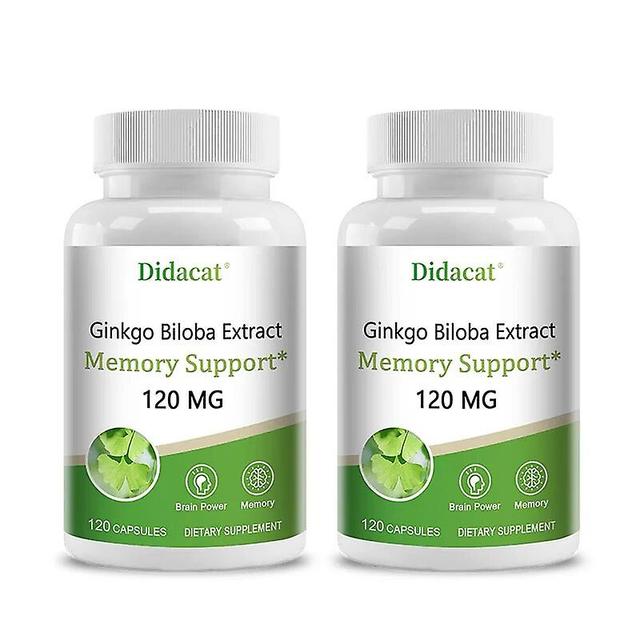 Vorallme Ginkgo Biloba Kapseln 120 mg Memory Support Supplement unterstützt die Gehirnfunktion und geistige Wachsamkeit 120 count-2 bottle on Productcaster.