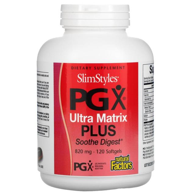 Natural Factors Naturlige faktorer, SlimStyles PG X, Ultra Matrix Plus, Soothe Digest, 820 mg, 120 Softgels on Productcaster.