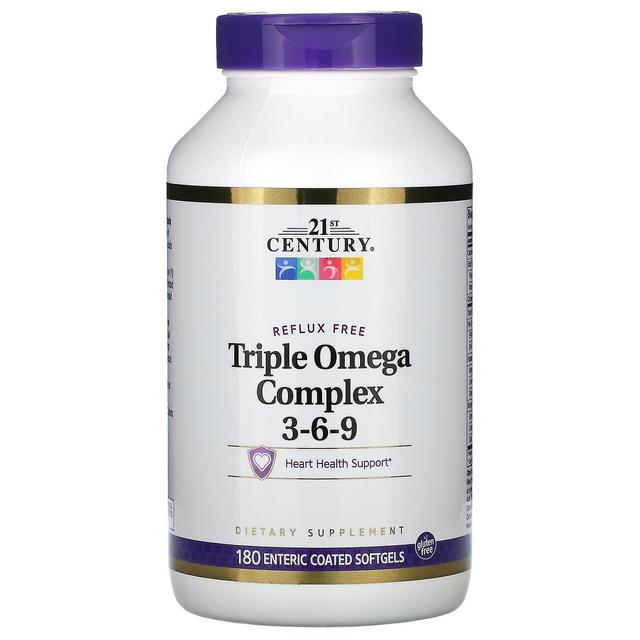 21st Century Siglo 21, Complejo Triple Omega 3-6-9, 180 cápsulas blandas con recubrimiento entérico on Productcaster.