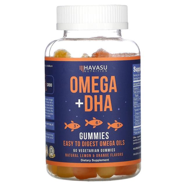 Havasu Nutrition, Omega + DHA Gummies, Natural Lemon & Orange, 60 Vegetarian Gummies on Productcaster.