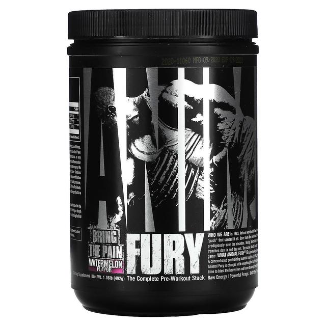 Universal Nutrition Universell näring, Animal Fury, Den kompletta stacken före träning, Vattenmelon, 492 g (1.08 lb) on Productcaster.