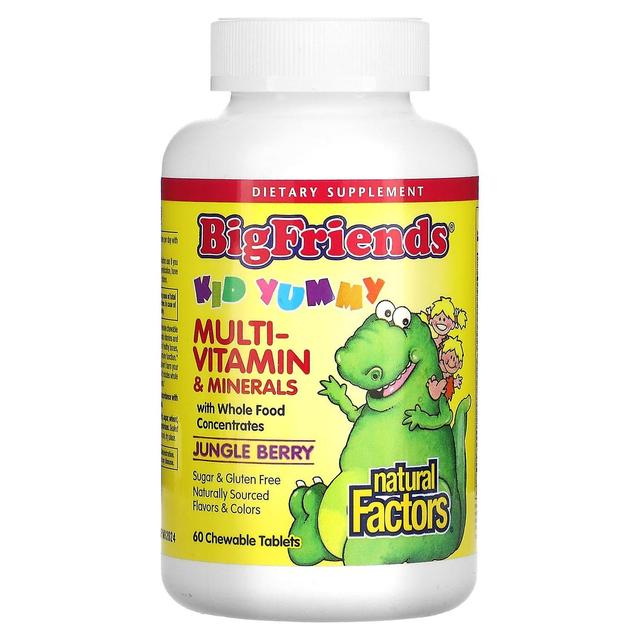 Natural Factors, Big Friends, Multivitamines et minéraux à croquer, Jungle Berry, 60 comprimés à croquer on Productcaster.