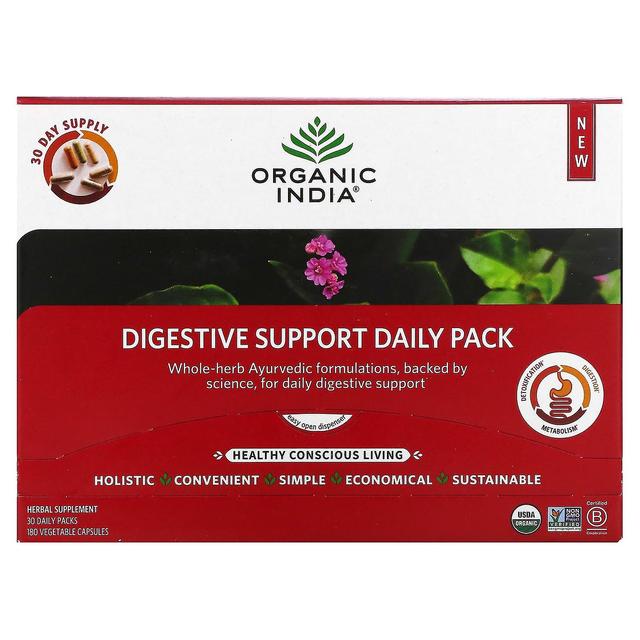 Organic India Ekologiskt Indien, matsmältningsstöd dagligt paket, 30 dagliga förpackningar, 180 vegetabiliska kapslar on Productcaster.