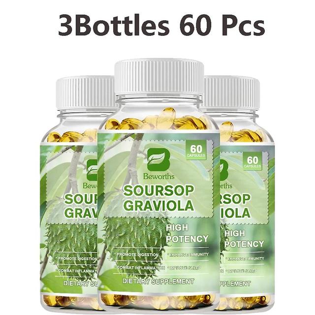 Eccpp Organické listy gravioly soursopu na podporu buniek, regeneráciu, úľavu od stresu, posilnenie imunity bylinnej rastlinnej esencie 3bottles 60pcs on Productcaster.