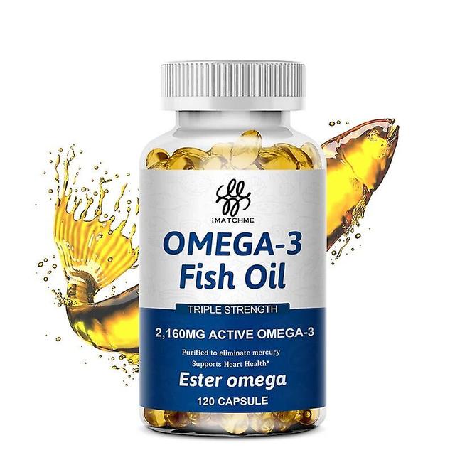 Visgaler Kapsuly omega-3 rybieho oleja bohaté na DHA a EPA zmierňujú stres Posilňujú rozvoj mozgu a pamäti Inteligencia Zdravie Oči 120pcs on Productcaster.