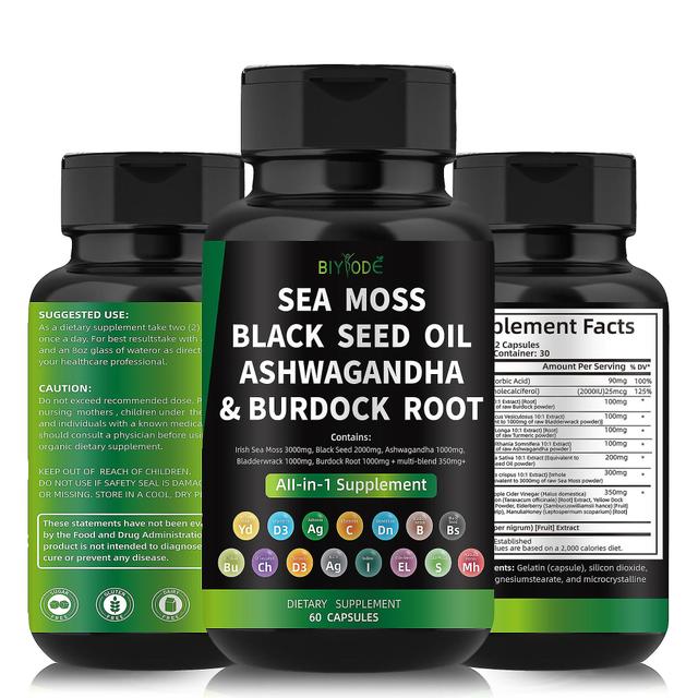 Sea Moss Capsules, Sea Moss Advanced Supplements with Burdock Root for Immunity Gut, Superfood Sea Moss Supplements Capsules 1 Box -60pcs on Productcaster.