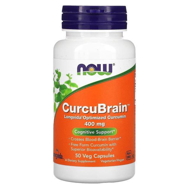 NOW Foods, CurcuBrain, Cognitieve Ondersteuning, 400 mg, 50 Veg Capsules on Productcaster.