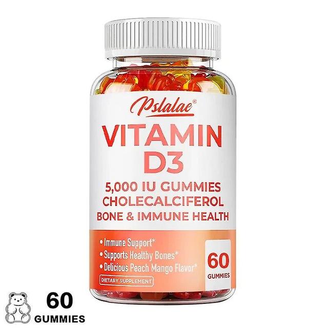 Eccpp Premium vitamine D3 5000 Iu - Ondersteunt gezonde immuunondersteuning, bot- en tandgezondheid, gezonde spierfunctie - Non-GMO 60 Gummies on Productcaster.