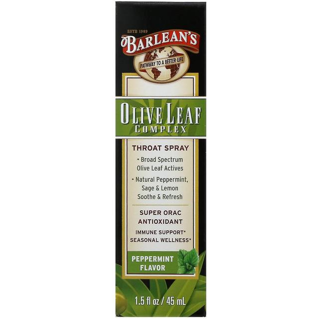 Barlean's, Olive Leaf Complex, Throat Spray, Peppermint Flavor, 1.5 fl oz (45 ml on Productcaster.