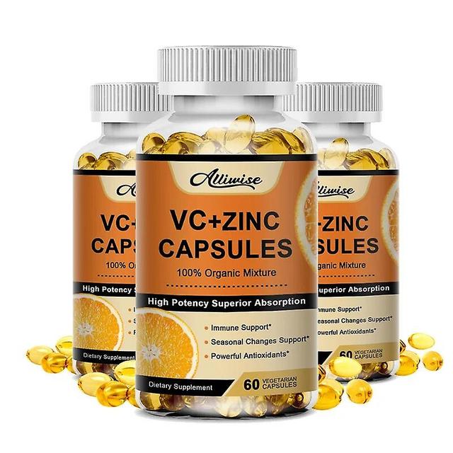 Organic Vitamin C 500mg + Zinc 20mg Capsules Supplements Antioxidant Immune Pigmentation Anti-wrinkle Whitening SkinTIB TIB . 60pcs 3 Bottle on Productcaster.