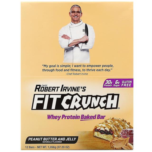 FITCRUNCH, Whey Protein Baked Bar, Peanut Butter and Jelly, 12 Bars, 3.10 oz (88 g) Each on Productcaster.