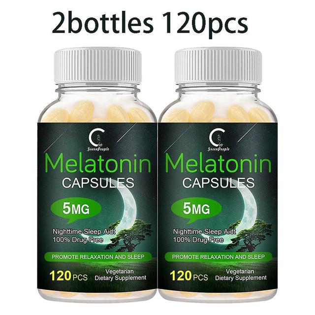 Eccpp 120ks melatonínová kapsula extra sila 5mg pre dlhší spánok & úľava od stresu & relaxium Calm Sleep Aid pre dospelých 2bottles 120pcs on Productcaster.