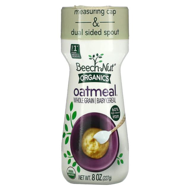 Beech-Nut Noz de Faia, Farinha de Aveia Orgânica, Cereal Bebê de Grão Inteiro, Estágio 1, 8 oz (227 g) on Productcaster.