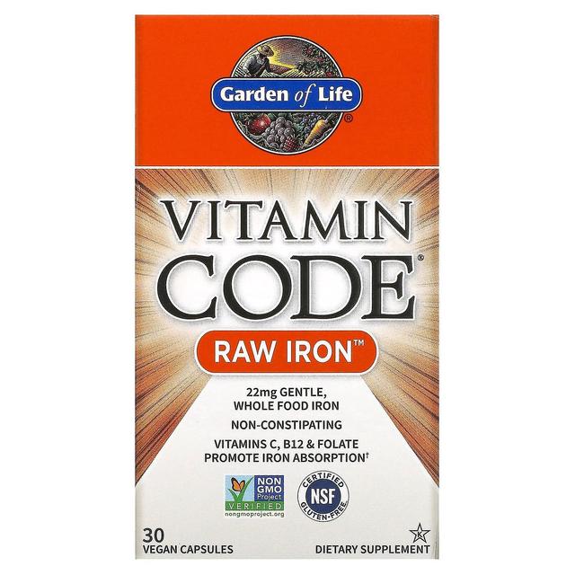 Garden of Life, Vitamin Code, RAW Iron, 30 Vegan Capsules on Productcaster.