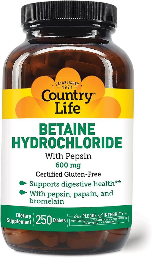 Country Life Betaine HCL with Pepsin 600mg 250 Tablets on Productcaster.