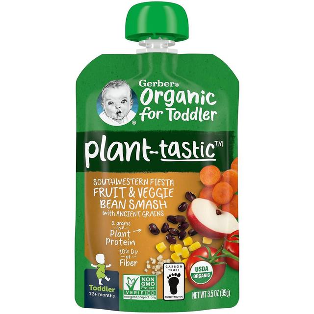 Gerber, biologico per bambini, Plant-Tastic, 12+ mesi, Southwestern Fiesta Fruit & Veggie Bean Smash on Productcaster.