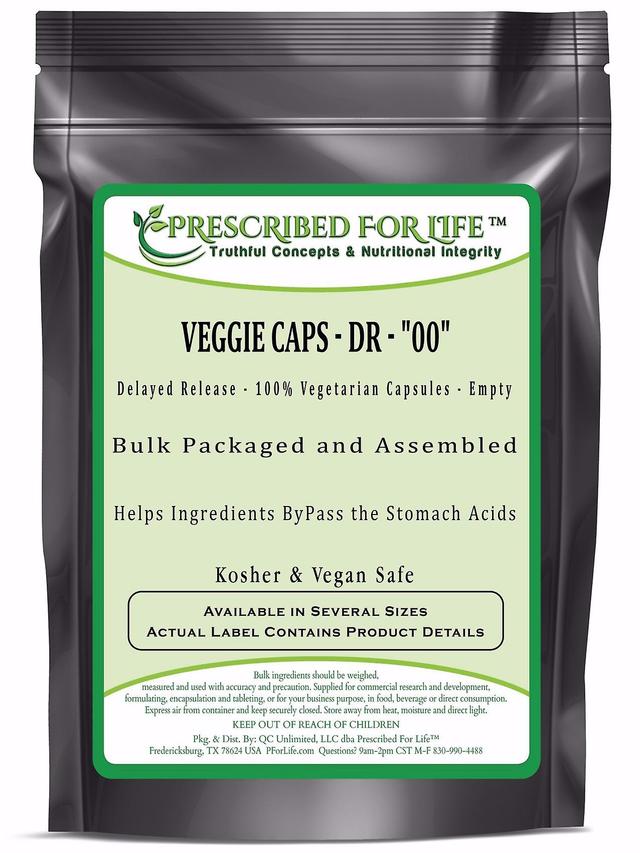 Prescribed For Life Veggie Caps DR - 100% Wegetariańskie kapsułki - Rozmiar "00" Luzem Clear Empty Delayed-Release Vcaps 500 ct on Productcaster.