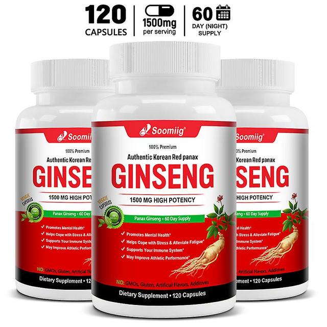 Vorallme Ginseng extrakt, ökar energi, Fokus, Humör &; Prestanda, Förbättrar hälsa, Bekämpar trötthet, Ökar blodflödet 120capsules-3 bottle on Productcaster.