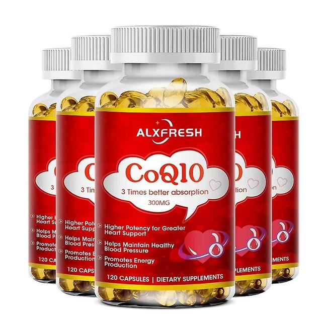 Visgaler Alxfresh 120pcs Coq10 Coenzyme Q10 Capsules Promotes Cardiovascular Low Blood Sugar Level Health Heart Provides Energy Vitamins 5 Bottles ... on Productcaster.