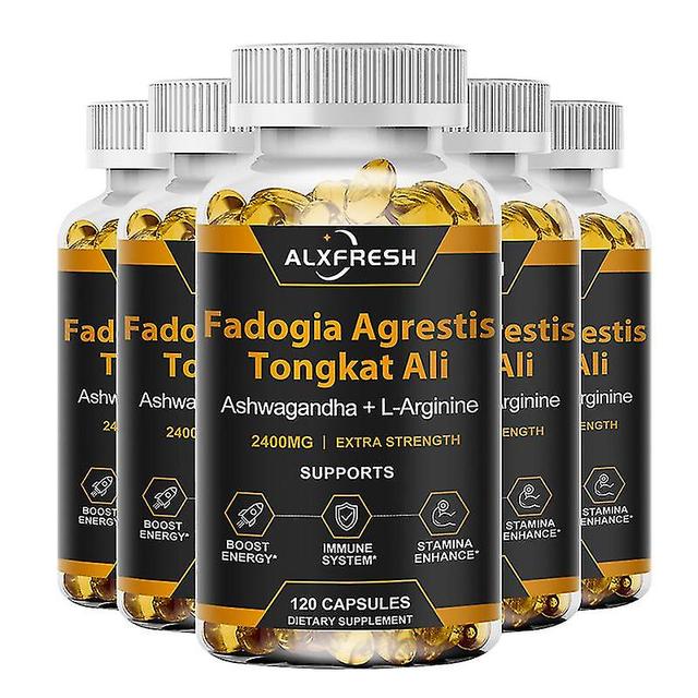 Hu Fadogia Agrestis & Tongkat Ali Capsule Boosts Testosterone Levels Supports Stamina & Energy Extra Strength Men's Health Hu 5 Bottles 120PCS on Productcaster.