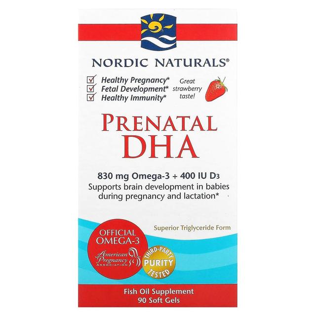 Nordic Naturals, Prænatal DHA, Jordbær, 90 bløde geler on Productcaster.