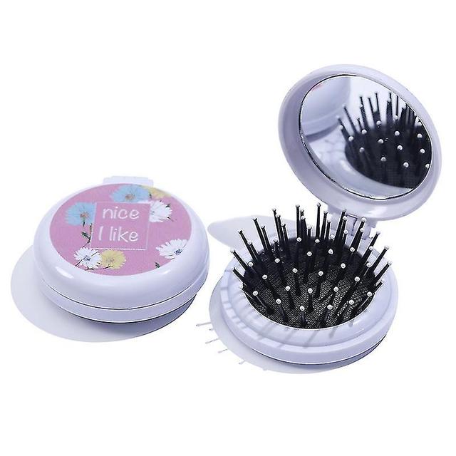 A Little Daisy Mini Airbag Peigne Pliant pour Enfants, 7,3 X 6,5 cm Miroir de Maquillage Filles Brosse de Massage Ronde on Productcaster.