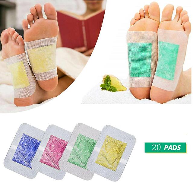 Sooya 20 Pairs Organic Herbal Cleansing Detox Pads, Ginger Detox Foot Pads For Fatigue Relief, Relaxation, Sleep Better, Remove Harmful Body Toxins on Productcaster.