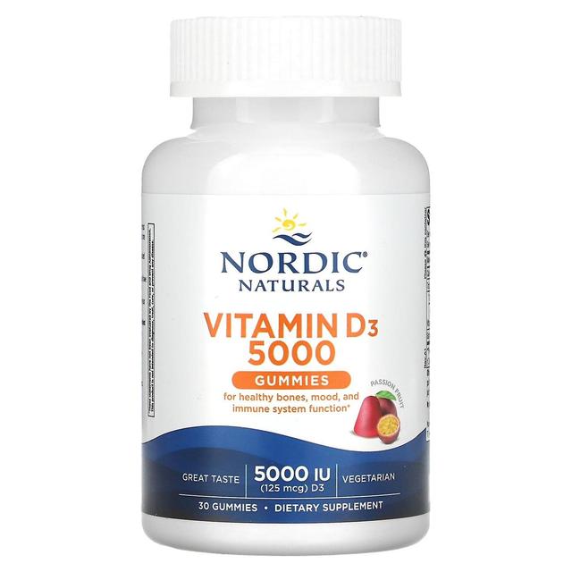 Nordic Naturals, Vitamin D3 Gummies, Passion Fruit, 5000 IU (125 mcg), 30 Gummies on Productcaster.