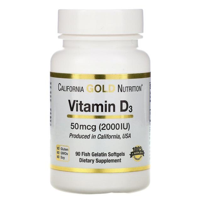 California Gold Nutrition Kalifornien Guld Näring, Vitamin D3, 50 mcg (2,000 IE), 90 Fisk Gelatin Softge on Productcaster.