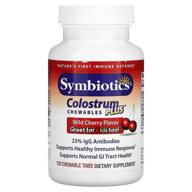 Symbiotics Simbióticos, Colostro Plus, Sabor Cereja Selvagem, 120 Guias Mastigáveis on Productcaster.