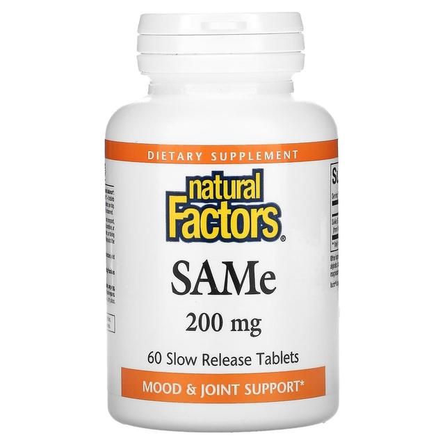 Natural Factors Fatores Naturais, SAMe (Tosilato de Dissulfato), 200 mg, 60 Comprimidos de Libertação Lenta on Productcaster.