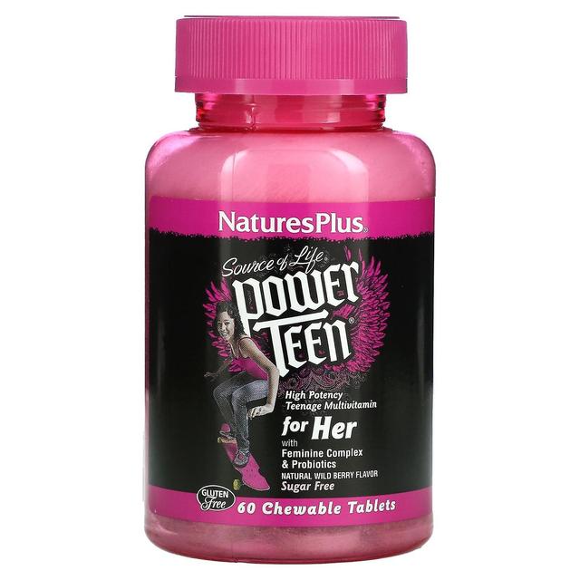 Nature's Plus NaturesPlus, Source of Life, Power Teen, For Her, Sugar Free, Natural Wild Berry , 60 Chewable Table on Productcaster.