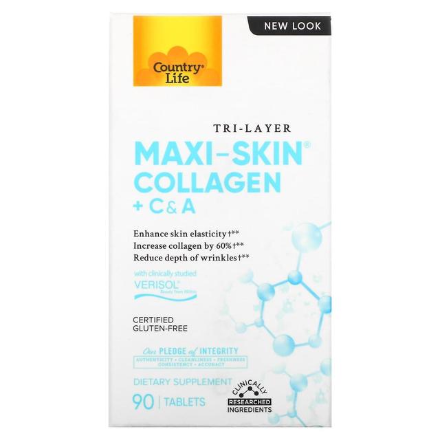 Country Life, Tri Layer Maxi-Skin Collagen + C & A, 90 Tablets on Productcaster.