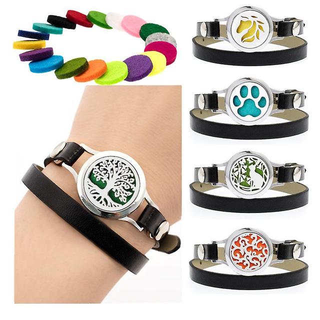 Aromatherapy Essential Oil Bracelet Black Leather Perfume Diffuser Women Men's Bracelet Wristband Jewelry Color 3 on Productcaster.