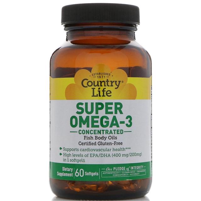 Country Life Livet på landet, Super Omega-3, Koncentreret, 60 Softgels on Productcaster.