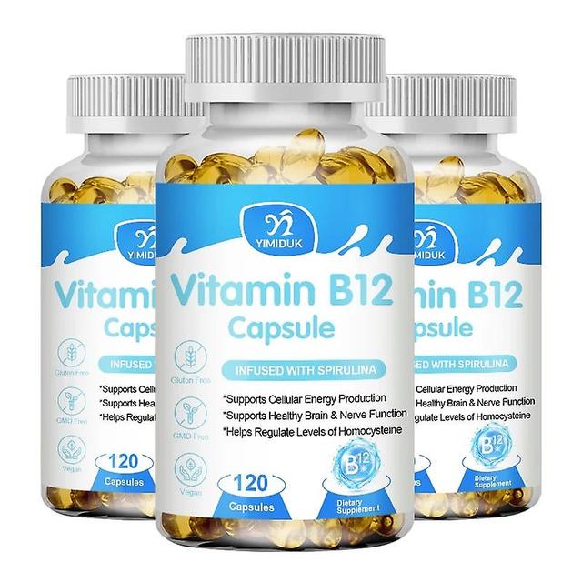 Sofirn Vitamin B12 Capsule 1000 Mcg Methyl B12 Organic Spirulina Protect Nervous System& Blood Cell Immune Vitamin Supplement 3 Bottles 60 pcs on Productcaster.