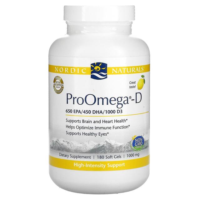 Nordic Naturals, ProOmega-D, Citron, 1.000 mg, 180 bløde geler on Productcaster.