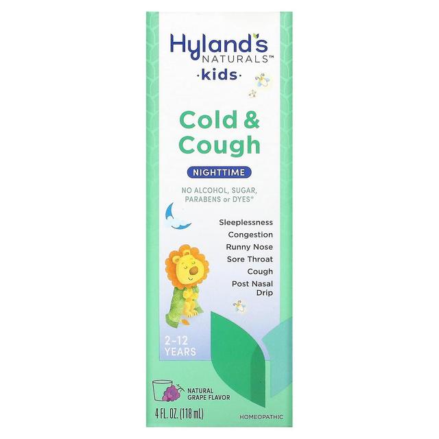 Hyland's, Kids, Cold & Cough Nighttime, Ages 2-12, Natural Grape , 4 fl oz (118 ml) on Productcaster.