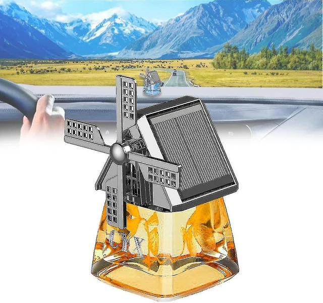 Car Air Fresheners, Solar Energy Car Fragrance Diffuser, Windmill Solar Energy Rotating Aromatherapy Car Air Freshener Yellow on Productcaster.