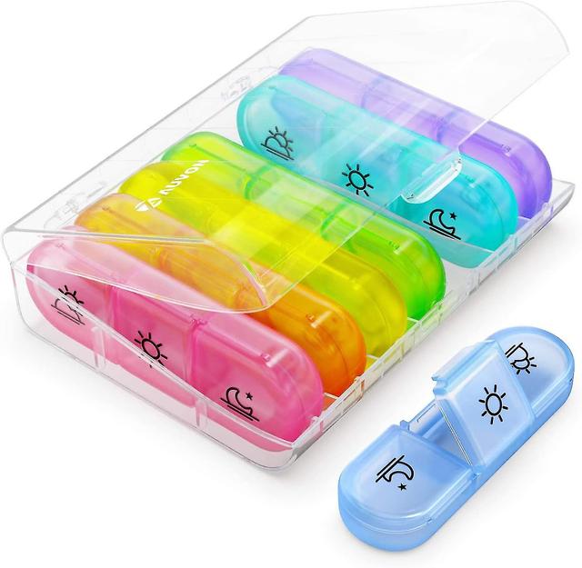 7-day Pill Organizer - Vitamins And Meds - Portable, Rainbow on Productcaster.