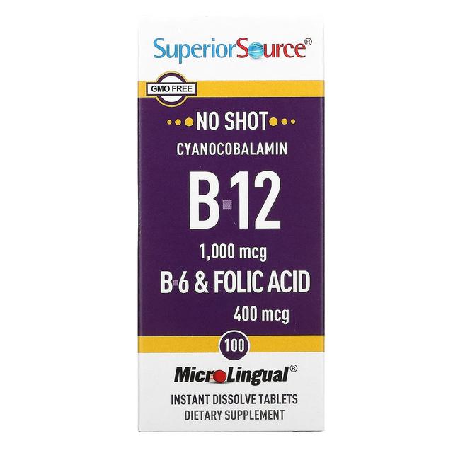 Superior Source, Cyanocobalamin B-12, 1,000 mcg, 100 MicroLingual Instant Dissolve Tablets on Productcaster.