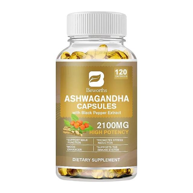 Eccpp B Organic Ashwagandha Capsules Stress Relief & Mood Enhancer & Immune & Thyroid Support Male Functional Health Support 120pcs on Productcaster.