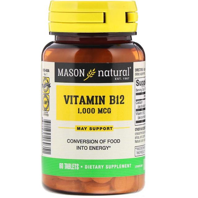 Mason Natural, Vitamin B12, 1,000 mcg, 60 Tablets on Productcaster.