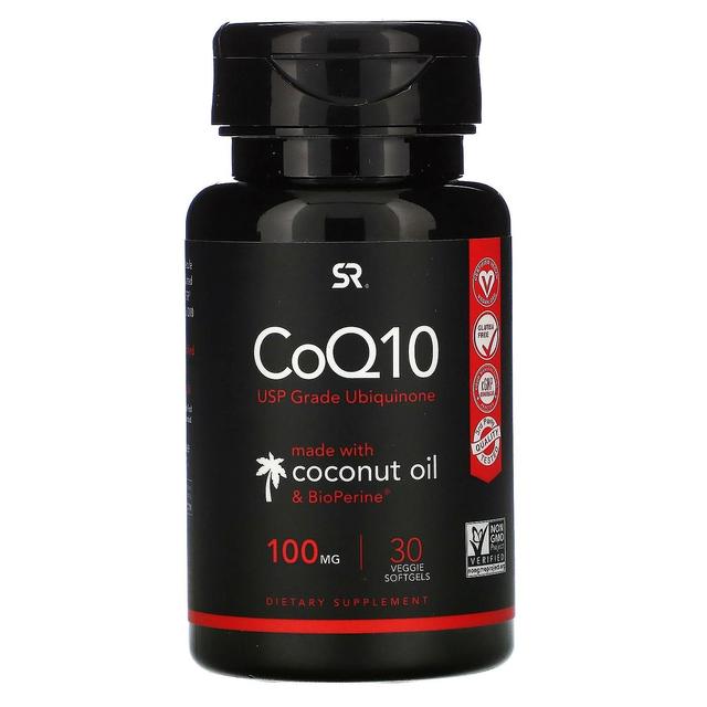 Sports Research Urheilututkimus, CoQ10 USP Bioperiinilla, 100 mg, 30 kasvispehmeää geeliä on Productcaster.