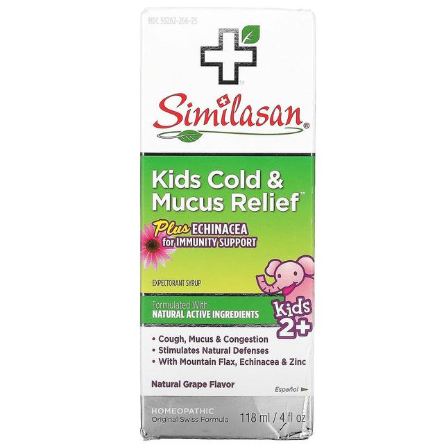 Similasan, Kids Cold & Mucus Relief, Kids 2+, Natural Grape, 4 fl oz (118 ml) on Productcaster.