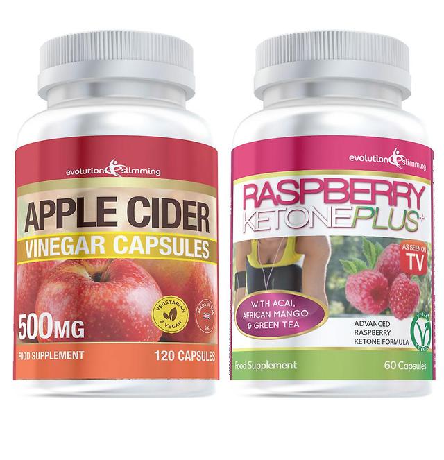 Raspberry Ketone and Apple Cider Vinegar Capsules Combo Pack - 1 Month Supply - Weight Management Combo Pack - Evolution Slimming on Productcaster.