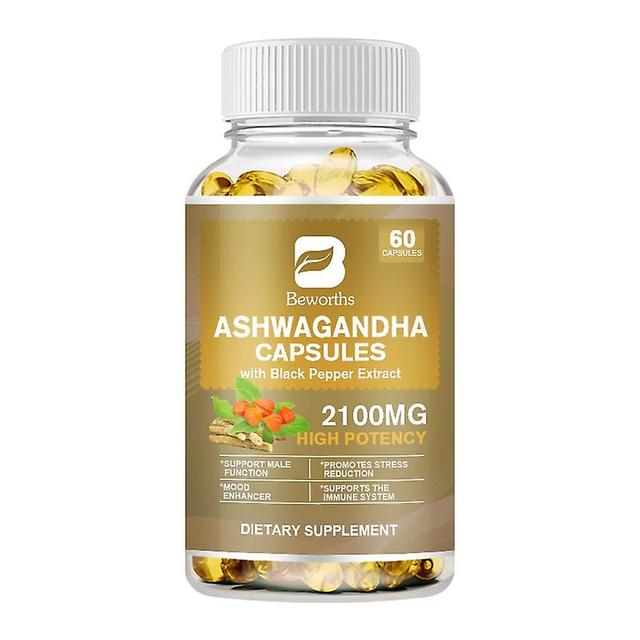 Eccpp B Organic Ashwagandha Capsules Stress Relief & Mood Enhancer & Immune & Thyroid Support Male Functional Health Support 60pcs on Productcaster.