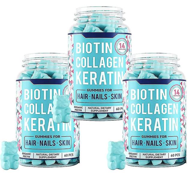 Biotine Collageen Keratine - Premium Biotine Supplement voor haargroei voor vrouwen en mannen - Biotine Vitaminen voor haar, huid & nagels - 60 Gum... on Productcaster.