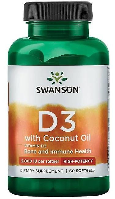 Swanson Vitamin D-3 With Coconut Oil 60 Capsule on Productcaster.