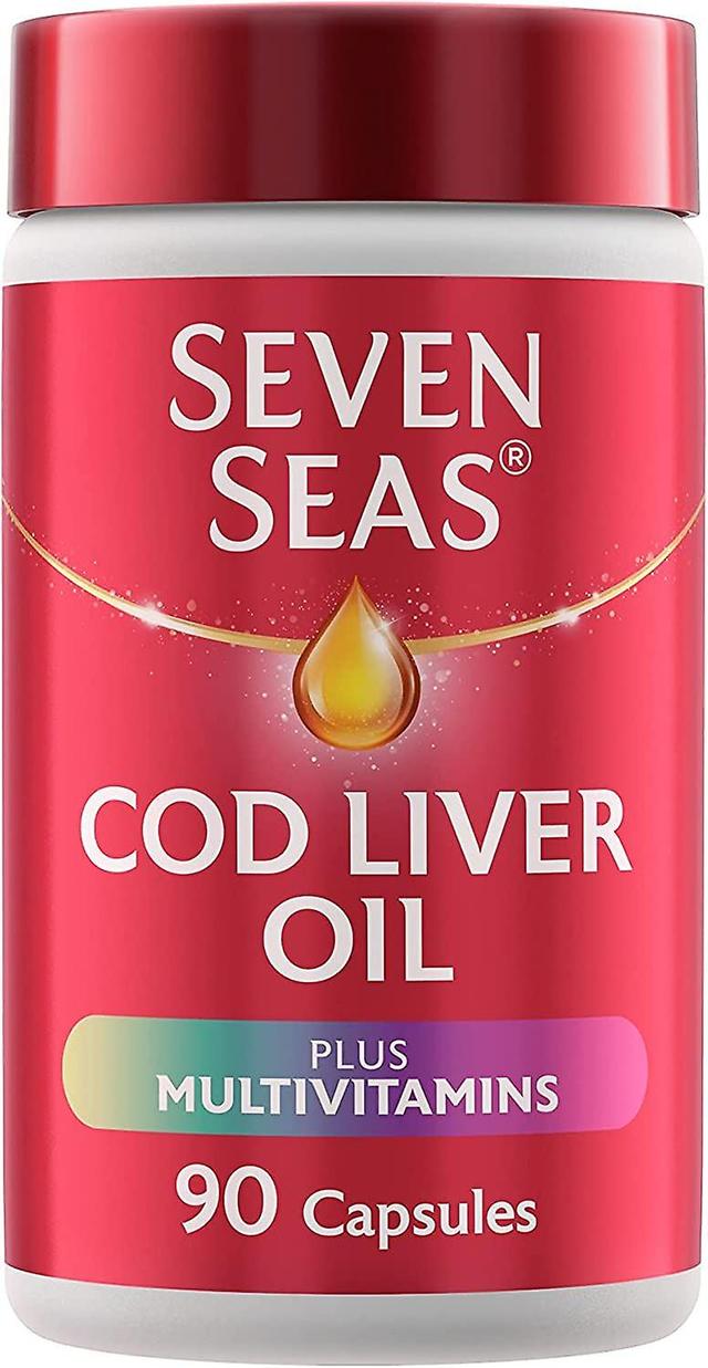 Seven Seas Seitsemän merta turskamaksaöljy plus multivitamiinit Omega-3 kalaöljy 90 kapselia on Productcaster.